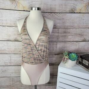 Urban Outfitters Out from Under Women's Metallic Knit Halter‎ Bodysuit Brown S